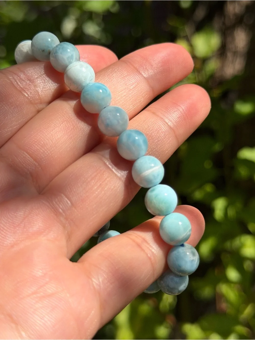 8.5mm stretchable larimar bracelet 2056